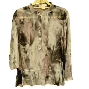 Michael Michael Kors  Sheer Blouse Gray Black Pink  Size Large